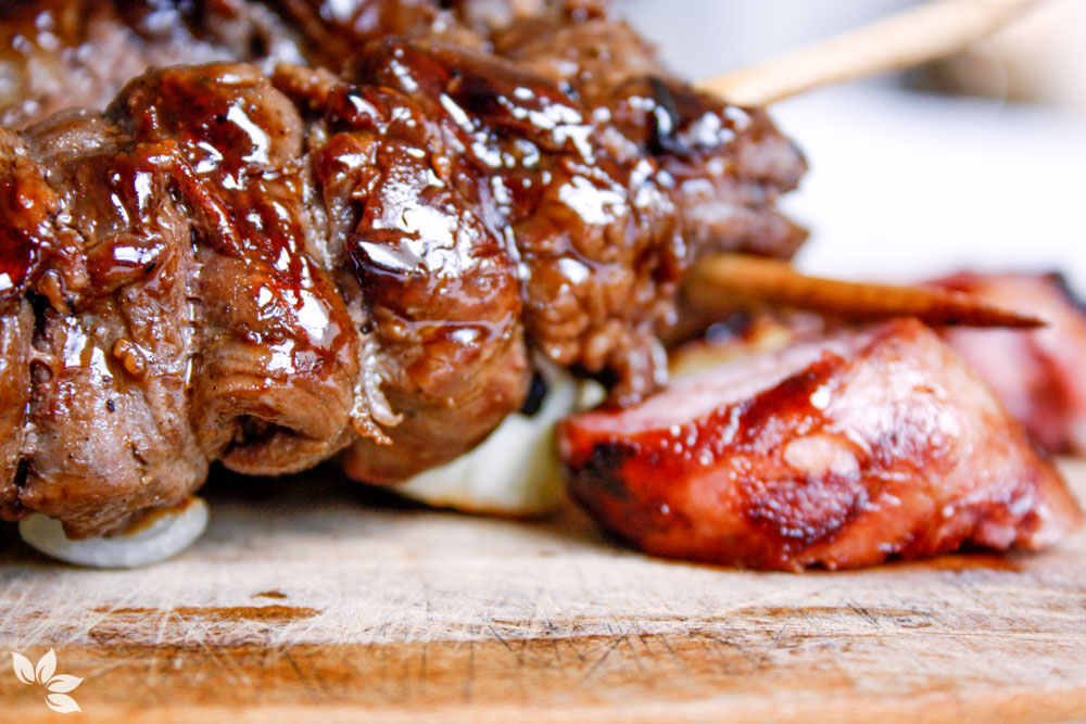 Receita de Espetinho de Carne com Molho Teriyaki