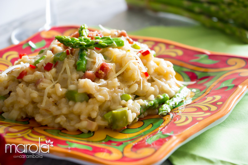 Receita de Risoto de Aspargos com bacon