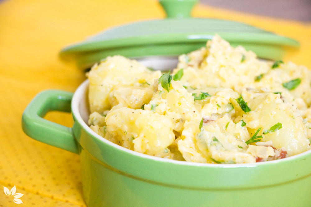 Receita de salada de batata com bacon