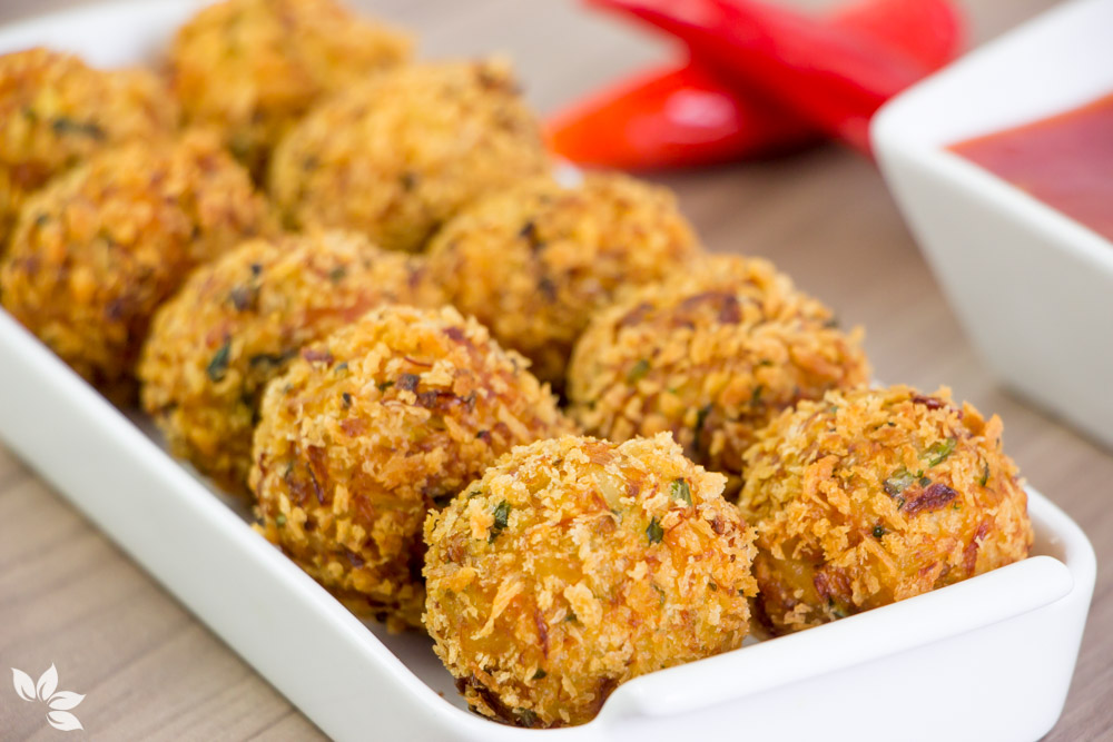 Bolinho de Arroz com Bacalhau Crocante